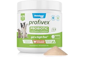 Vetnique Labs Profivex Probiotics for Dogs All Natural Dog Chews & Powder for Digestive Health Probiotic Supplements for Dogs 5 Strains of Probiotics & Prebiotics (Powder, 4.25oz)