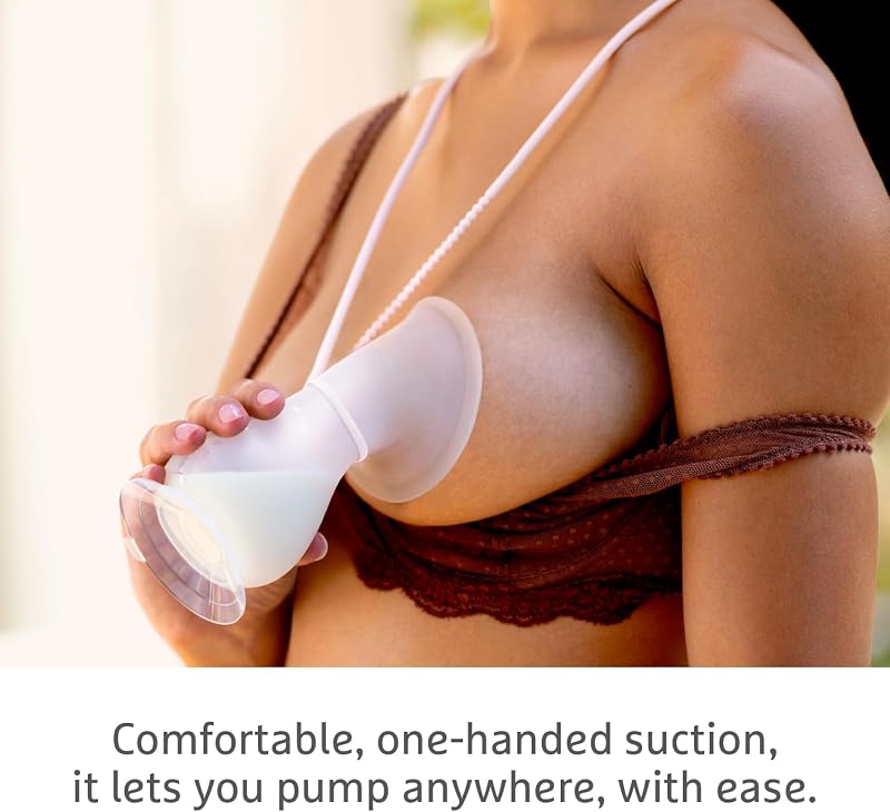 Silikon-Milchpumpe, manuelle Stillpumpe, fasst bis zu 120 ml Milch, ergonomisches Design und einfach zu bedienen, Still- und Baby-Essentials
