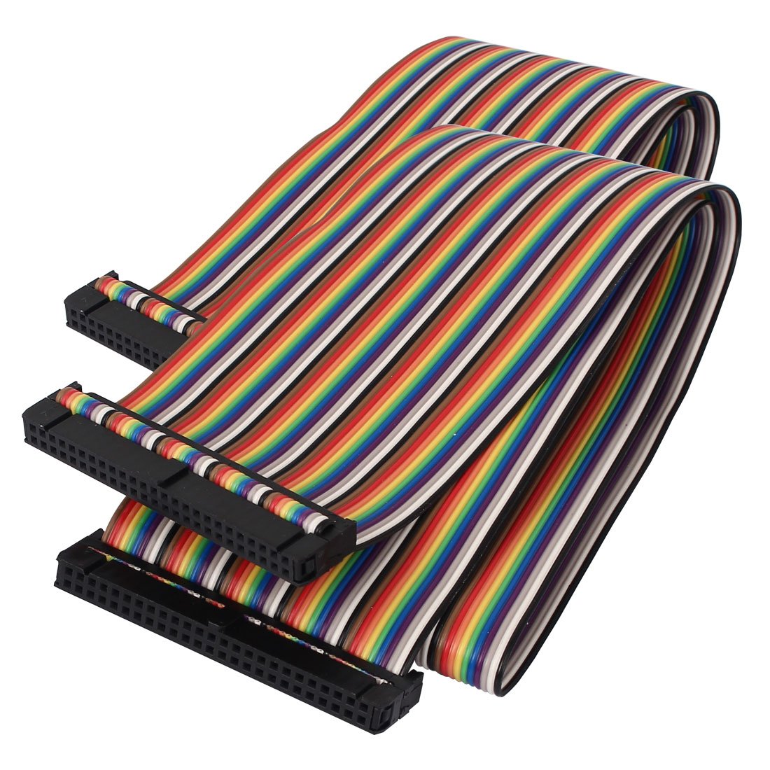 sourcingmap Connector IDC Flat Rainbow Color Ribbon Cable, 50 Pin, 50 Way, F/F, 50 cm for DIY, 2 Pieces