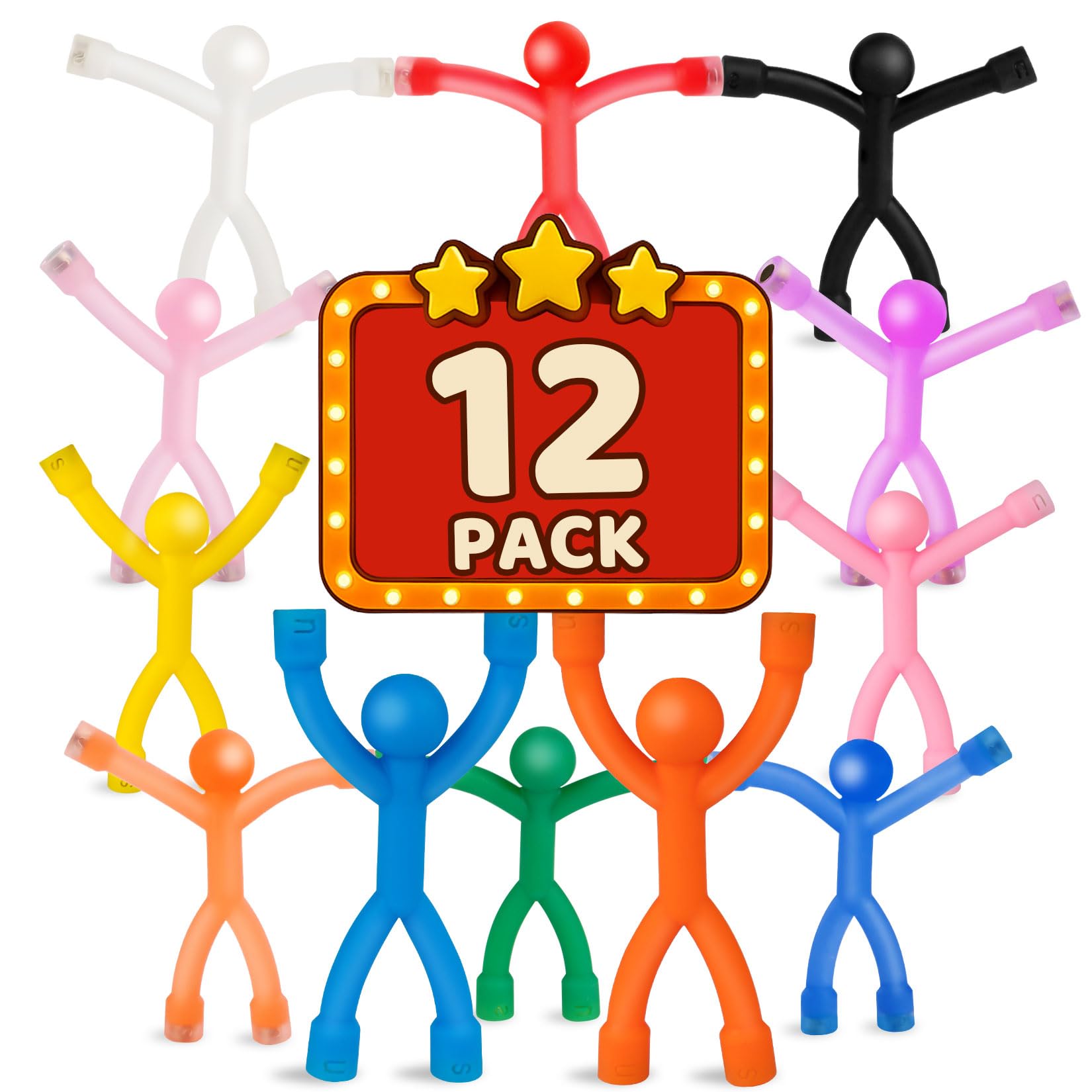 Photo 1 of FINDMAG 12 Pack Magnetic Push Pins, Magnetic People Figures, Colorful Magnets, Office Magnet, Fridge Magnets for Adults 15+ Ages, Whiteboard, School, Locker, Map