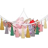 Stuffed Animal Hammock, KoHuiJoo Jumbo Stuffed Animal Net Corner Wall Hanging Toy Hammock with Tassels Kids Macrame Stuff Ani