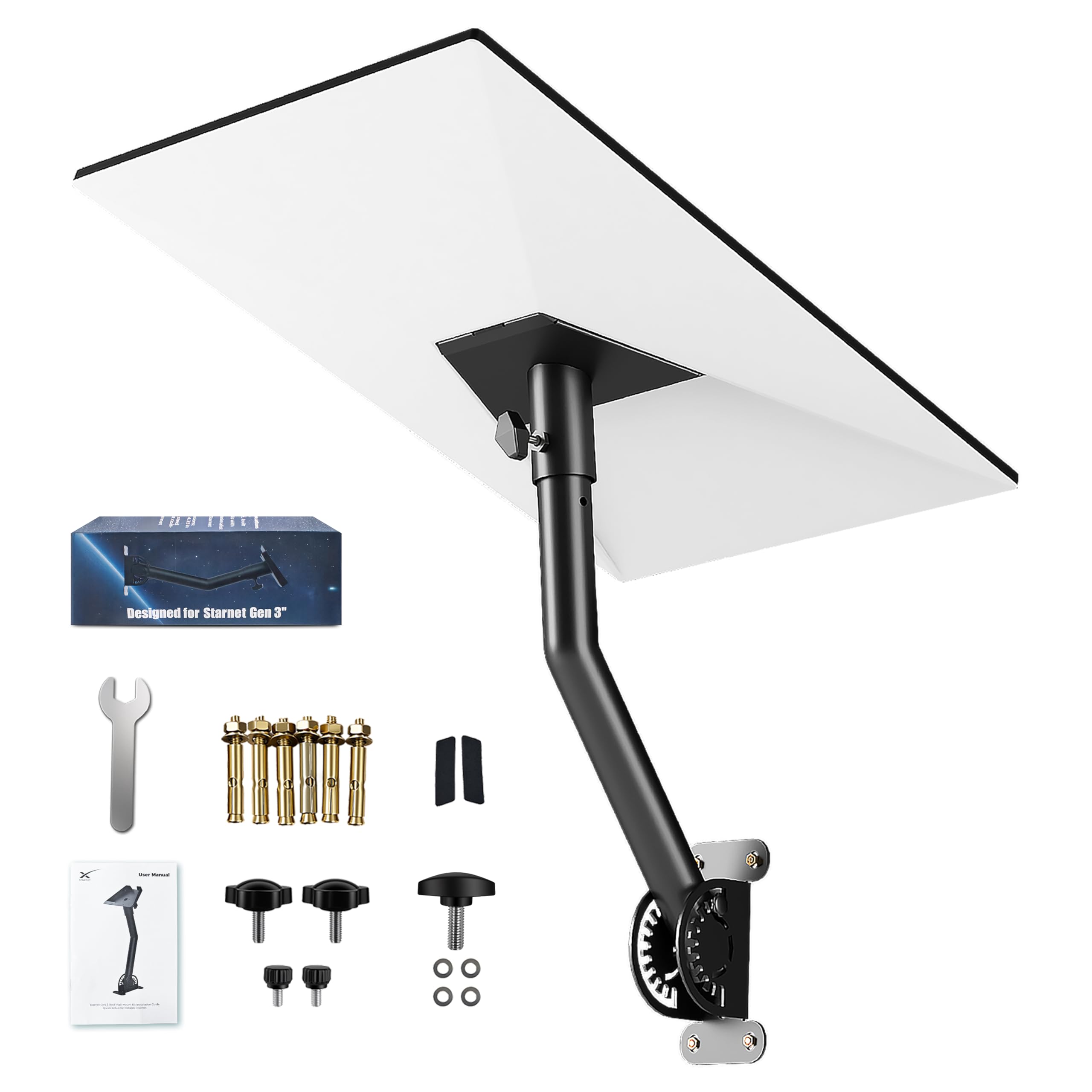 Photo 1 of Starlink Mount Gen 3, Adjustable Wall & Roof Mounting Kit for Starlink V3 Standard Dish, Include Pipe Adapter, Easy Installation, Rustproof, Weatherproof for Concrete Walls and Wood Walls, Black
