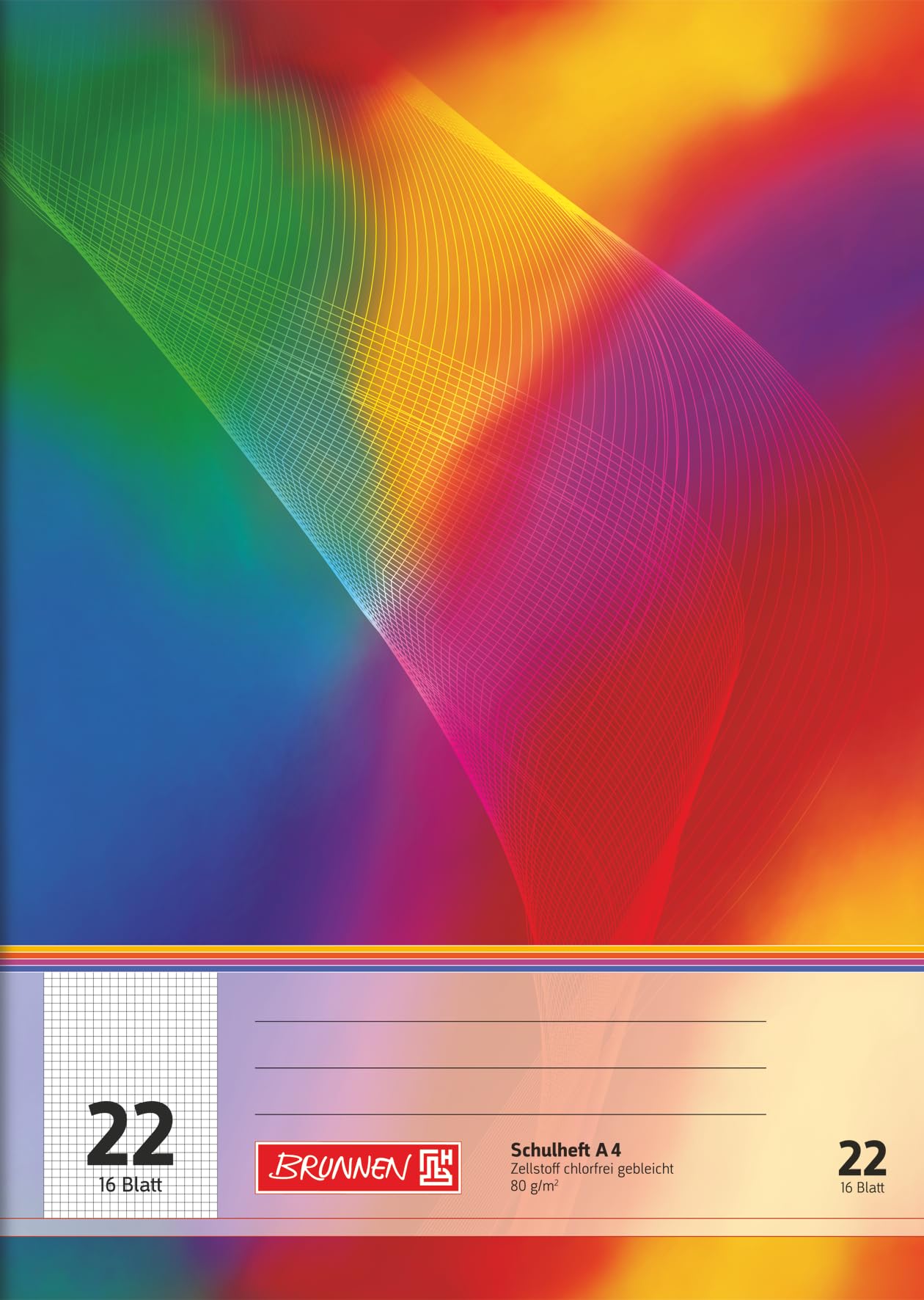 Brunnen 104492202 School Notebook A4 (16 Sheets, 5 mm, Square Ruled Exercise Book 22)