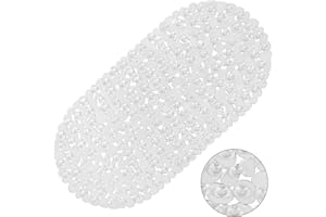 VANNOKOR Bathtub Mats for Bathroom 27x14 Inch, Pebble Bath Mat for Tub Feels Great on Tired Feet, Friendly Machine Washable Shower Tub Mats with 167 Big Suction Cups, Shower Mat, Bath Tub Mat,Clear