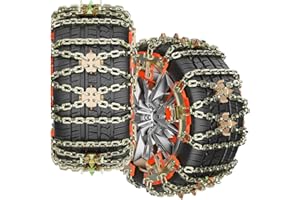 Tire Chains, Snow Chains for Cars/SUV/Pickup, Fit Tire Width（225-285mm), Adjustable Universal Emergency Thickening Chains, 6P