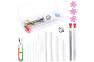 KOGYXE 72 Pcs Beading Needles Set Including 12 Pcs Big Eye Bead Needles, 60 Pcs Seed Beads Needles for Jewelry Making with 2 Needle Bottle, Yarn Scissor, Thimble, 3 Threaders, Soft Tape