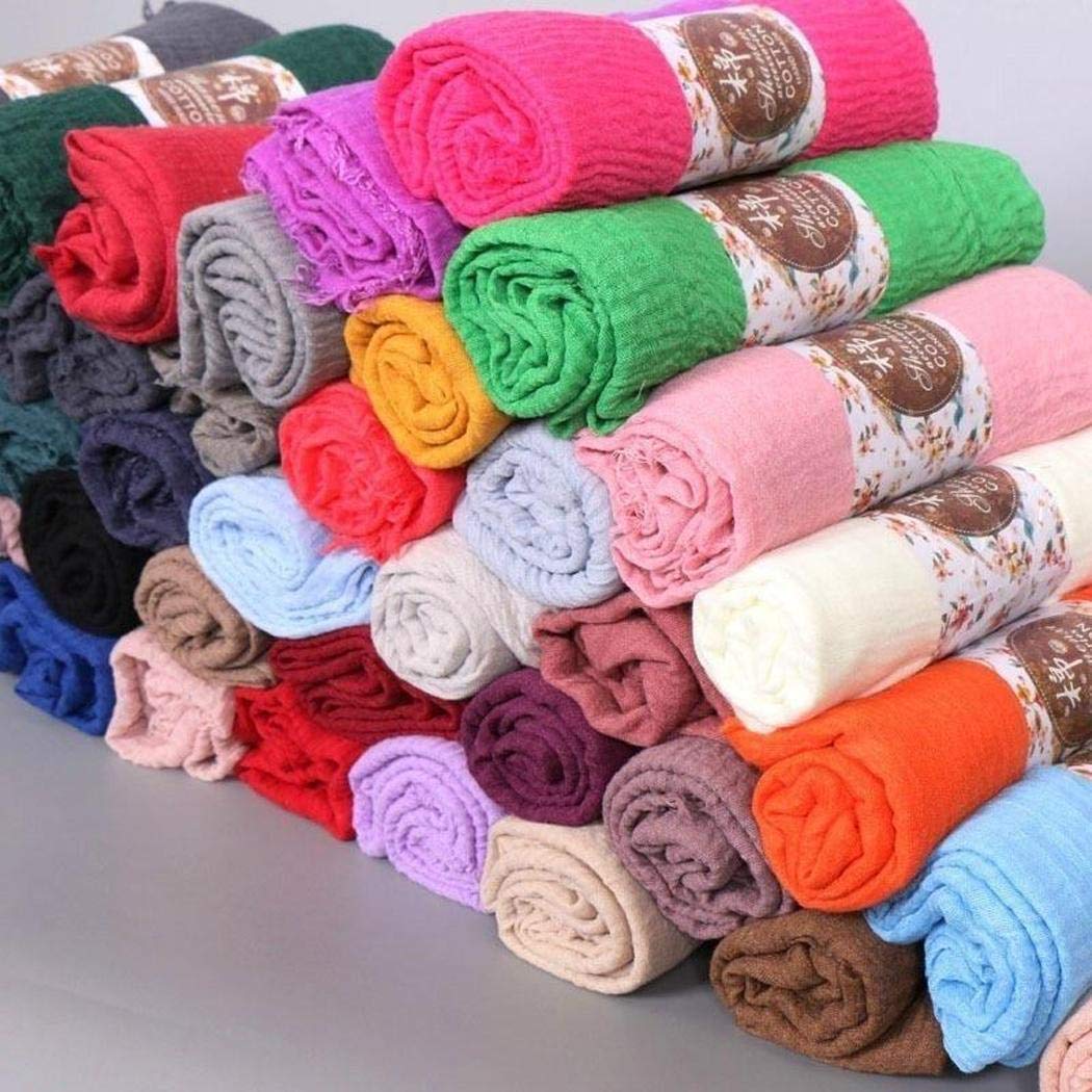 KOKOBUY 1PCS Women Casual Solid Soft Lightweight Cotton Hemp Scarf Scarves Winter Autumn Warm Shawl Blanket Muffler