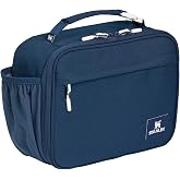 STANLEY Assembly Lunch Box, Dark Navy | Insulated Lunch Bag | Water Bottle Pocket | Front Zip Pocket | Padded Top Handle with Buckle Clip | Easy-Clean Interior