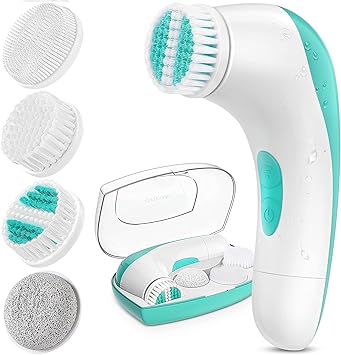 Etereauty Brosse Nettoyante Pour Le Visage Brosse Pour Le Visage Impermeable Avec 4 Tetes De Brosse Et Etui De Voyage Protecteur Nettoyage En Profondeur Exfoliant Doux Eliminant Les Points Noirs Amazon Fr