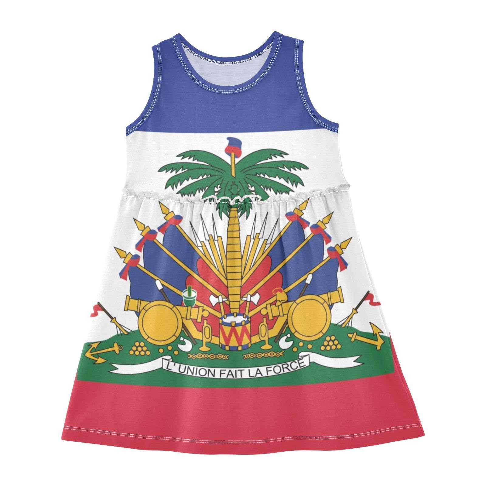 Aflyko Spring Dress for Girl Haiti Flag Kiddo Tank