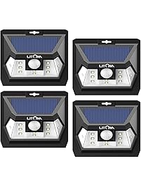 LITOM Solar Lights Outdoor, Wireless LED Solar Motion Sensor Lights with Wide Angle, IP65 Waterproof Security Lights for Front Door Yard Garage Deck Porch Shed Walkway Fence