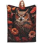 amepay Owl Blanket for Adults Kids Gifts for Owl Flowers Lovers Flannel Throw Blankets Soft Comfy Lightweight for Home Decor Couch Bed Sofa 60x50 Inches