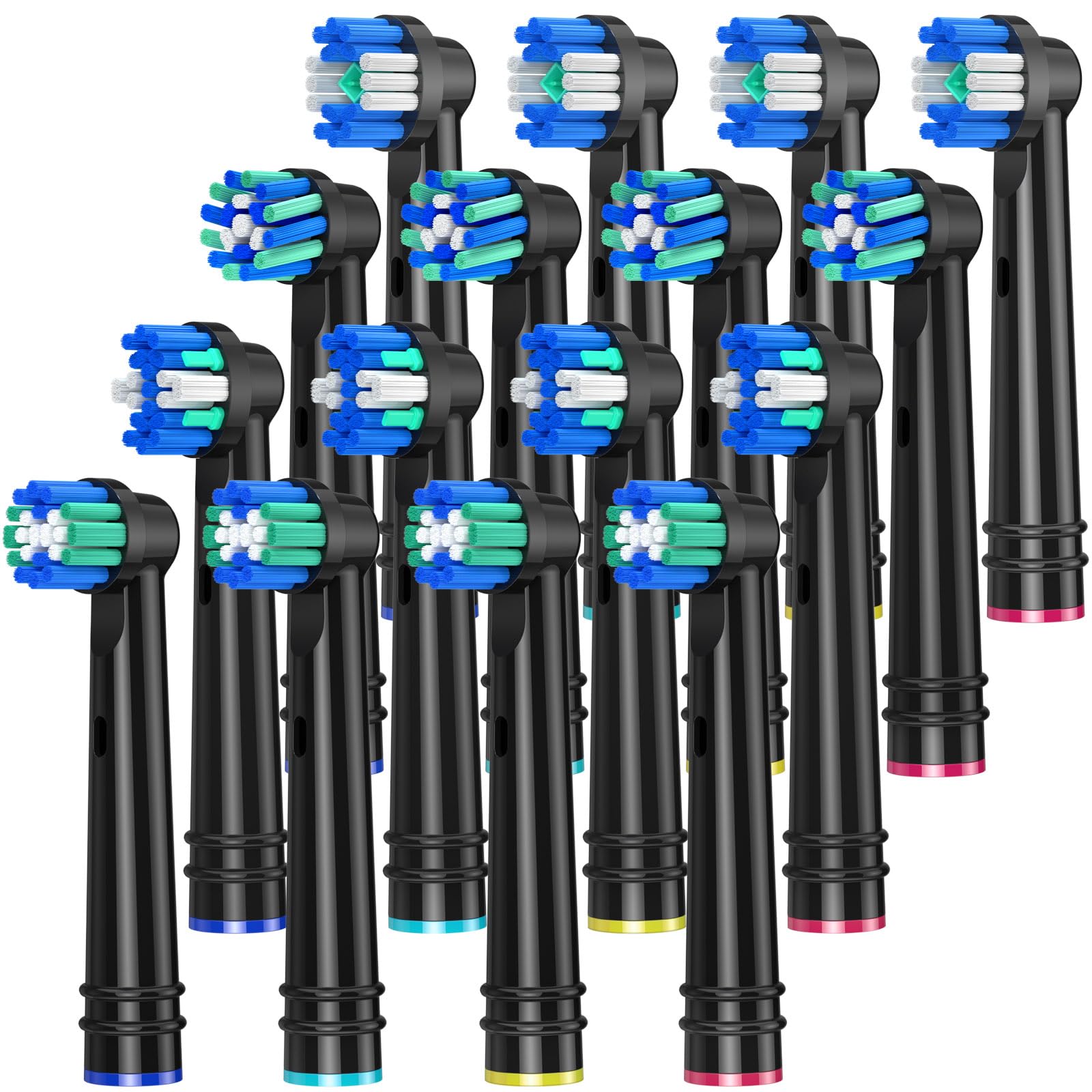 REDTRON Replacement Brush Heads Compatible with Oral B, 16Pcs Toothbrush Heads for Oral B, Works with Precision Clean, 3D White, Sensitive Clean and Floss Action