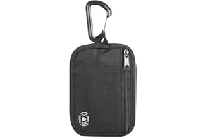KOSMCCO RFID Blocking Clip Stash Pouch, Minimalist Hidden Travel Wallet for Cards & Cash - Slim Pickpocket-Proof Design for Everyday Carry, Black