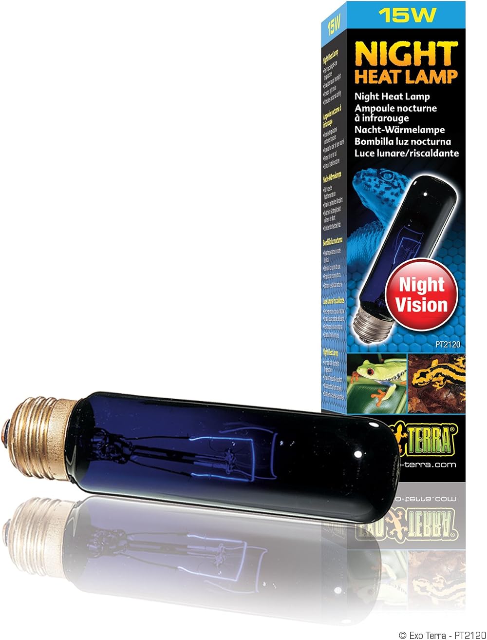 Exo Terra Night Heat Lamp 15 W for Reptiles Blue Glass Night Light