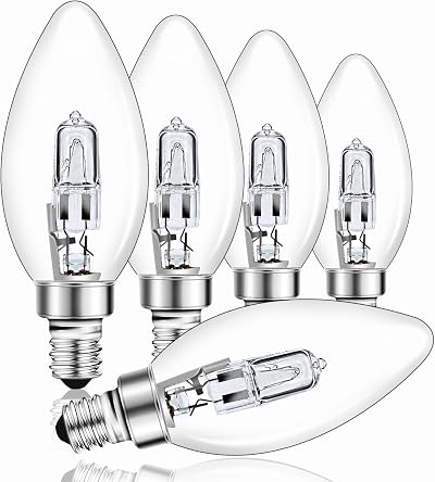 Caldarax E14 28W Candle Bulbs Dimmable 2700K 350LM Clear Glass Pack of 5