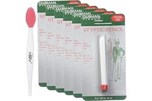 Clubman Styptic Pencil Travel Size - Styptic Pencil That Stop Bleeding, Compact for On-The-Go Grooming, Bundle with Moofin Nose Cleaning Brush, Ideal for Shaving Nicks & Minor Cuts [Pack of 6]