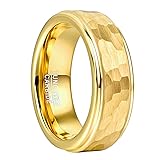 NUNCAD Gold Hammered Tungsten Carbide Ring for Men