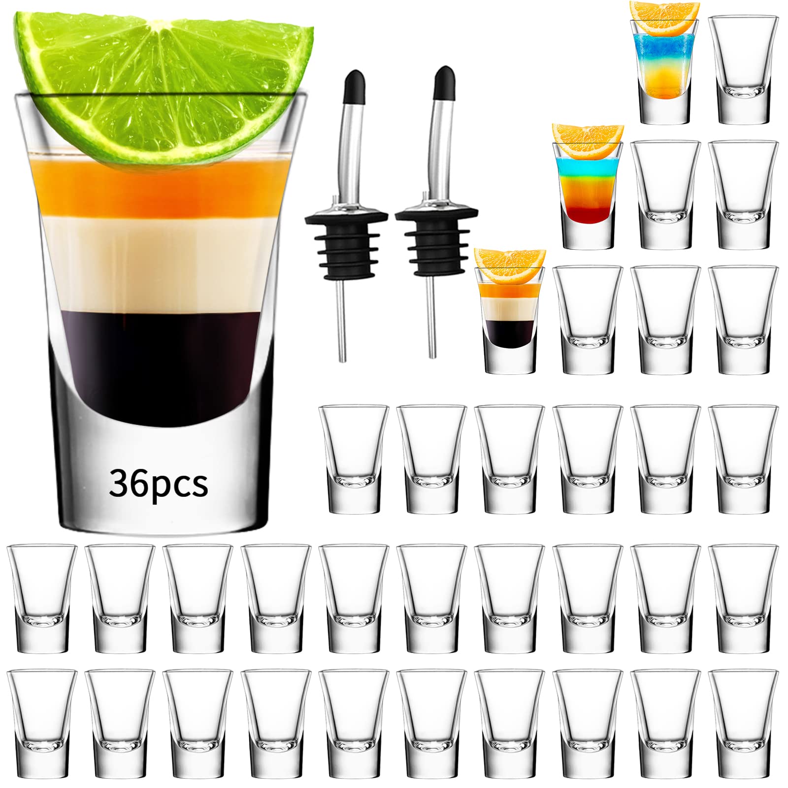 SuproBarware Shot Glasses Set of 36-1.2oz/35ml Clear Shot Glass with Heavy Base, Rock Shot Glasses Bulk for Cocktail, Vodka, Espressos, Liqueurs, Tequila and Desserts (36 Pack)