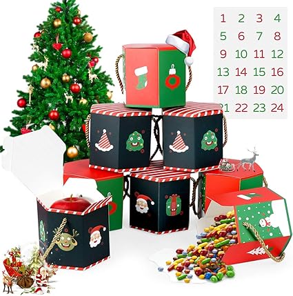 O-Kinee Calendario de Adviento para Rellenar, 24 Calendario ...