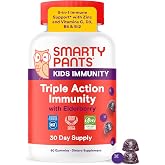 SmartyPants Kid Triple Action Immunity Elderberry Gummies, Vitamin D, 60 Ct | Kids Immune Support Supplement, Vitamin C, D, B6 &amp; B12 and Zinc, Gluten Free, 30 Day Supply