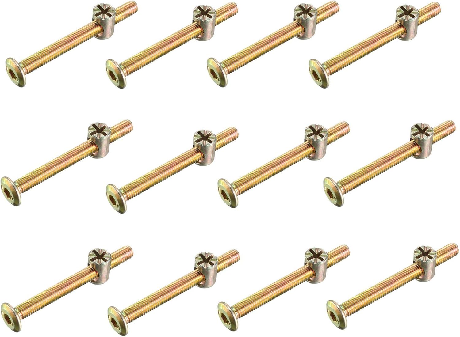12 Pieces M6x100mm Furniture Bolt Nut Set,Bolt and Barrel Nut Set,Hex