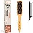 SWEET VIEW Boar Bristle Slick Back Hair Brush for Smooth Flyaways, Frizz, Sleek Ponytail, Buns and Edge Baby Hair, Teasing | 