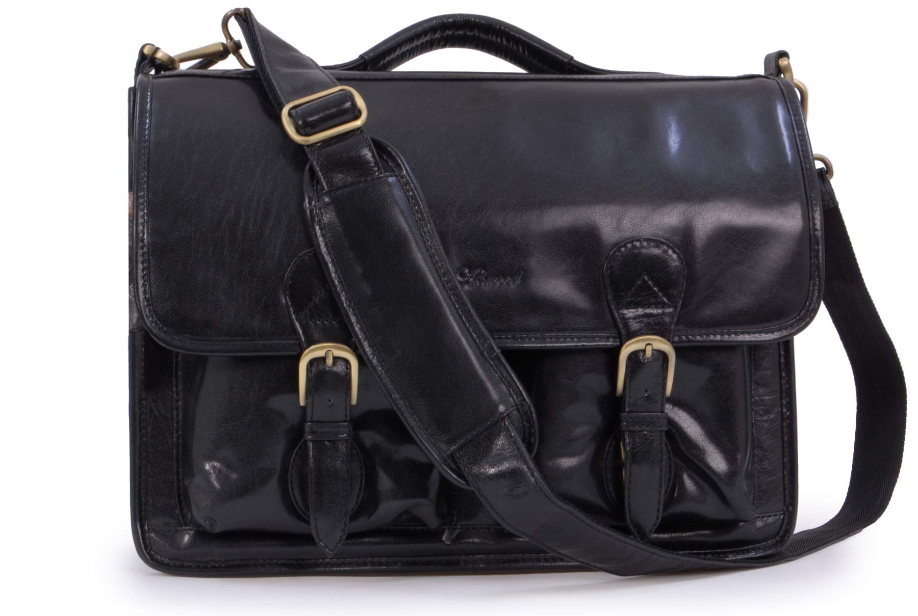 Ashwood Genuine Leather Briefcase - Black - 8190