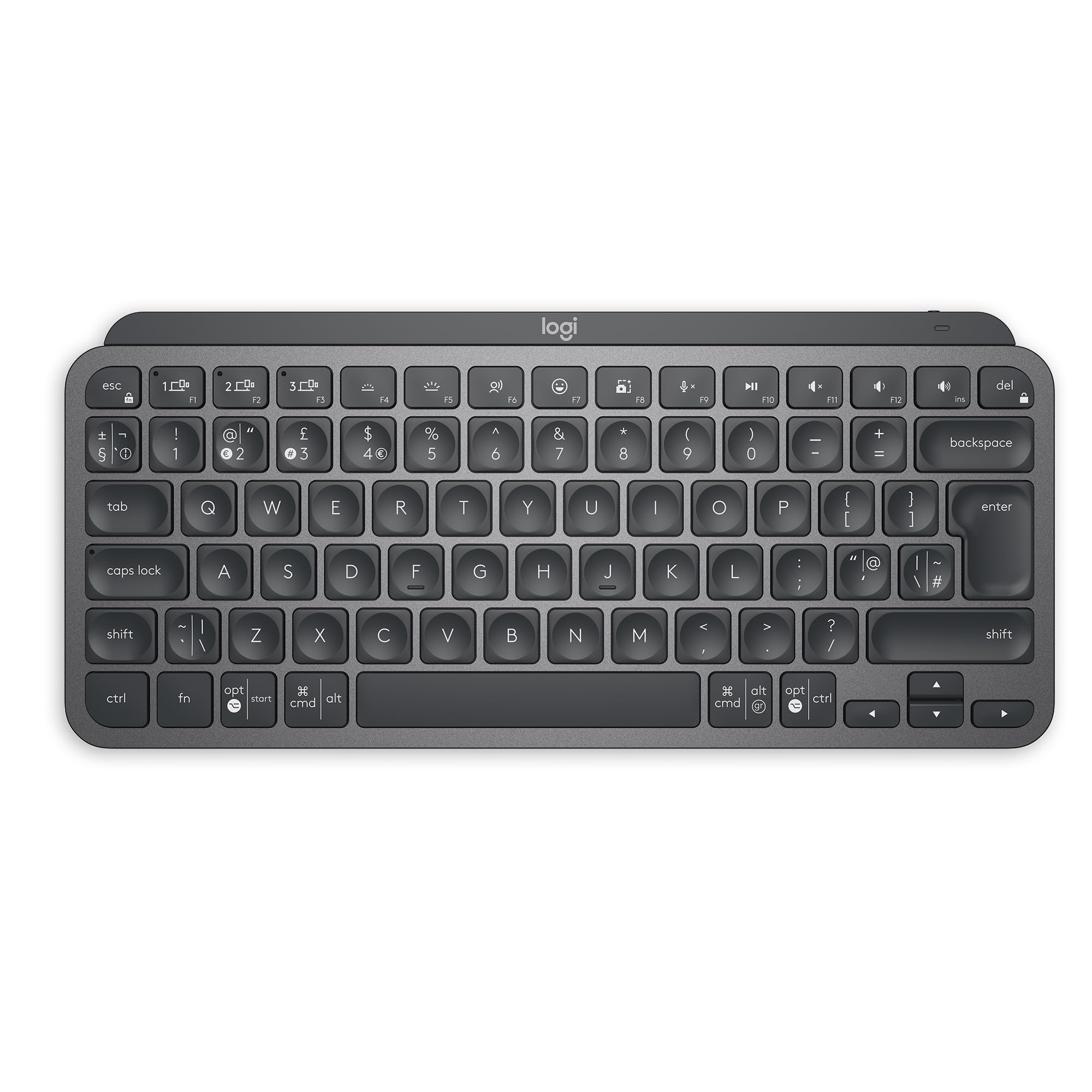 Logitech MX Keys Mini Minimalist Wireless Illuminated Keyboard, Compact, Bluetooth, Backlit, USB-C, Compatible with Apple macOS, iOS, Windows, Linux, Android, Metal Build, QWERTY UK Layout - Graphite
