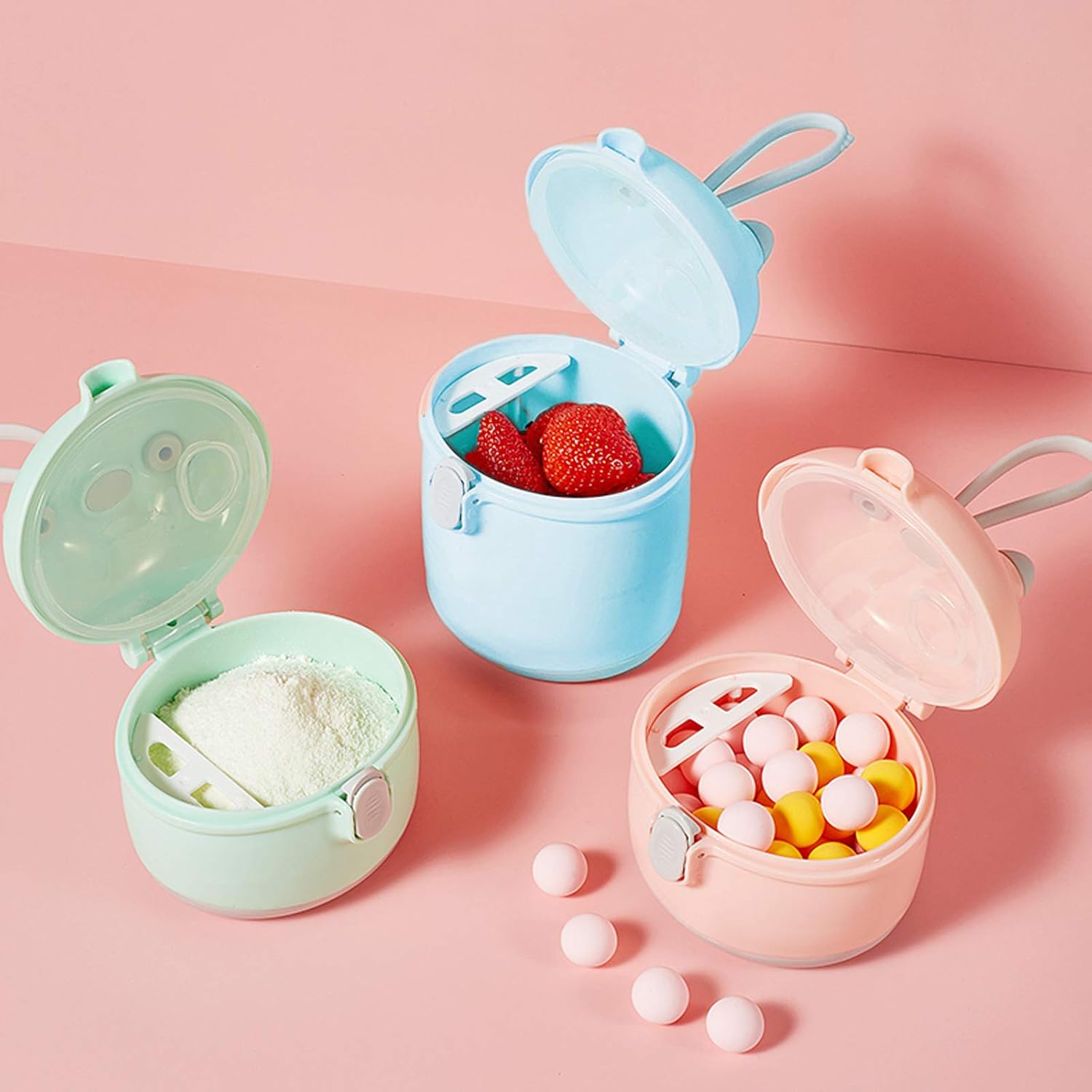 Baby Formula Dispenser, Portable Milk Powder Dispenser Snack Storage Container for Travel Bedroom Outdoor … (Green): Kitchen & Dining