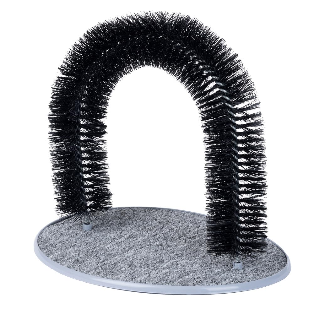 Petlicity Cat Kitten Massaging and Scratching Pet Arch Self Grooming with Soft Comfortable Bristles (Grey)