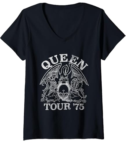 Amazon.com: Womens Queen Official Colored Logo Crest V-Neck T