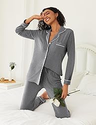 Ekouaer Womens Pajamas Set 2 Piece Button Down