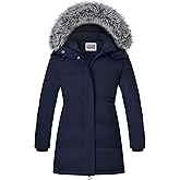 WULFUL Girl's Winter Long Coats Hooded Parka Kids Warm Puffer Jacket