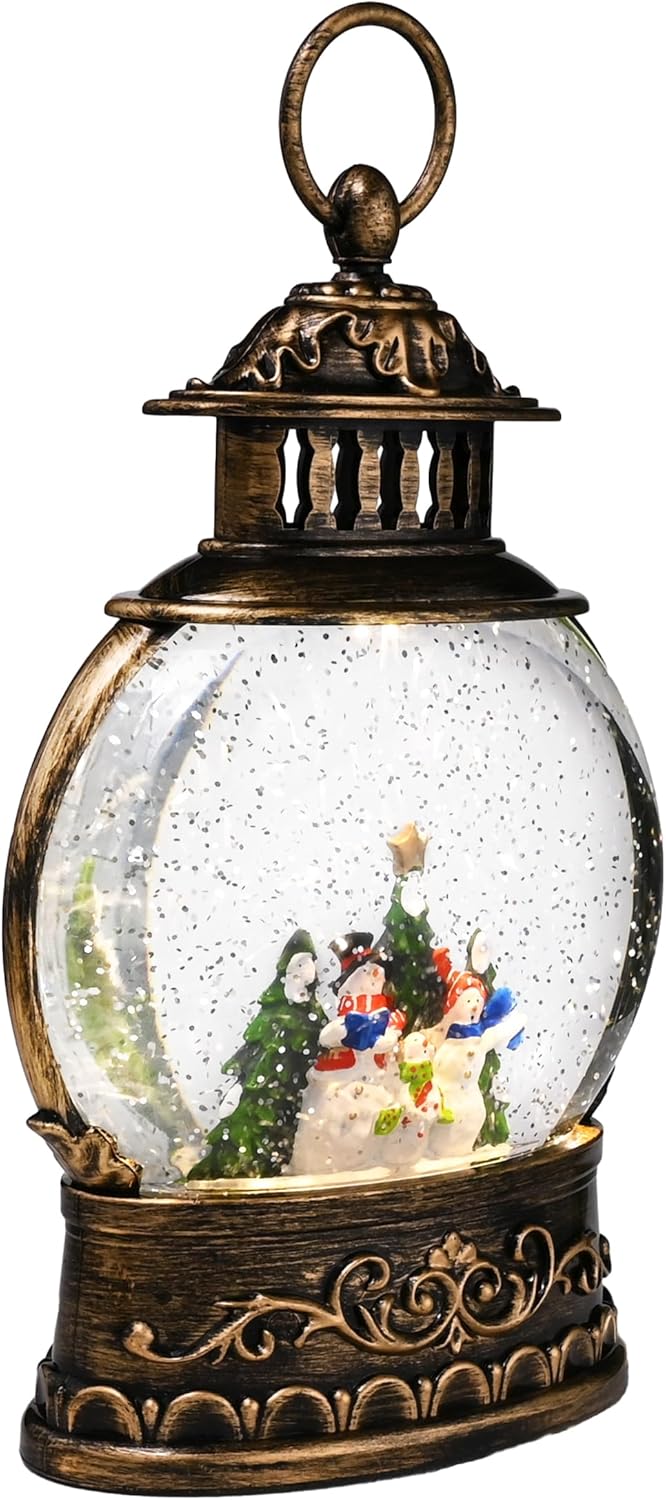 Snow Globes - Valery Madelyn Muscial Snow Globe Lighted Christmas Decorations, Decorative Christmas Lantern Spinning Water Glitters Lighted Singing for Xmas Holiday Decor (Snowman)
