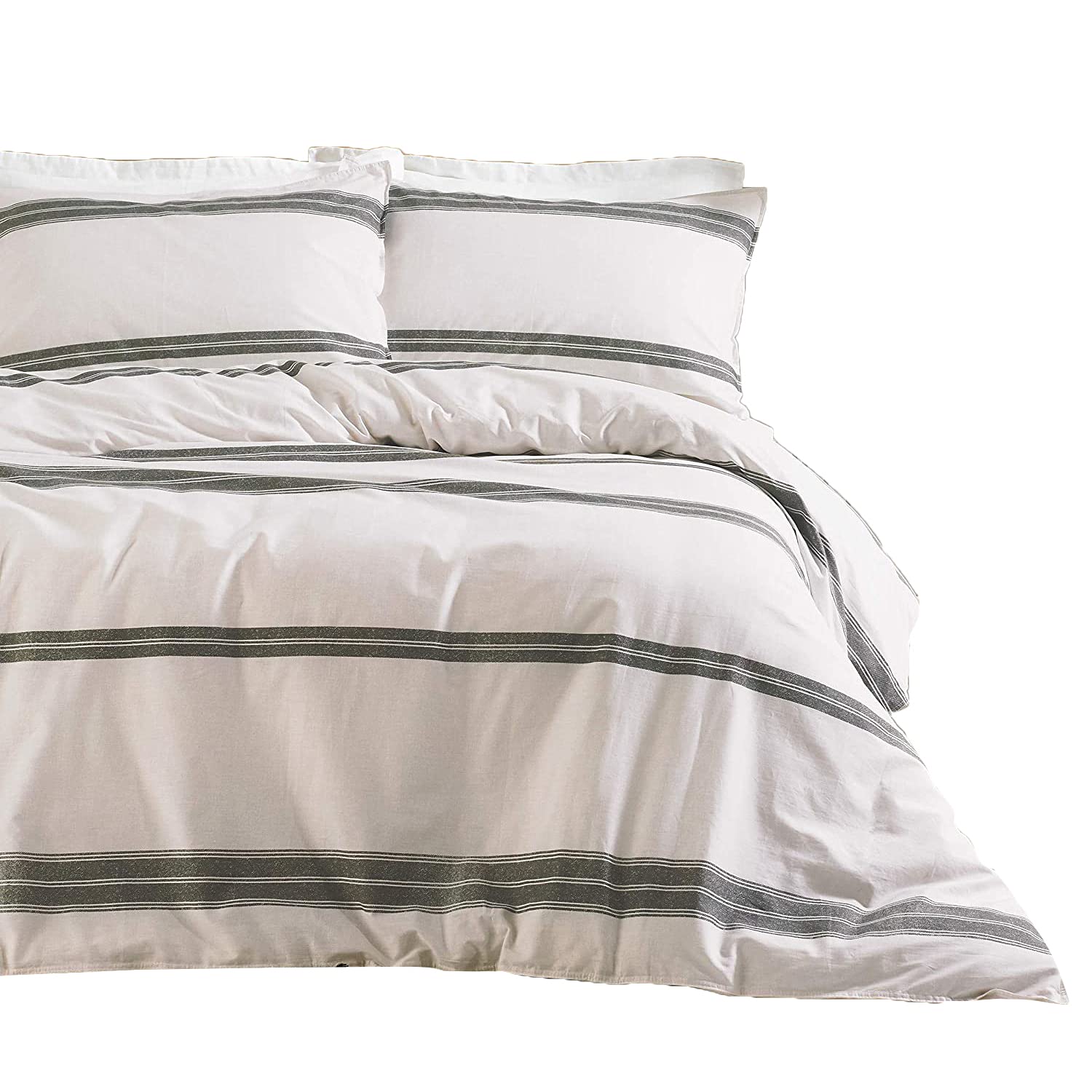 furn. The Linen Yard Osman King Duvet Cover Set, Ecru/Grey