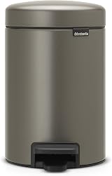 Brabantia newIcon Pedal Bin 3 L Platinum with Plastic Inner Bucket