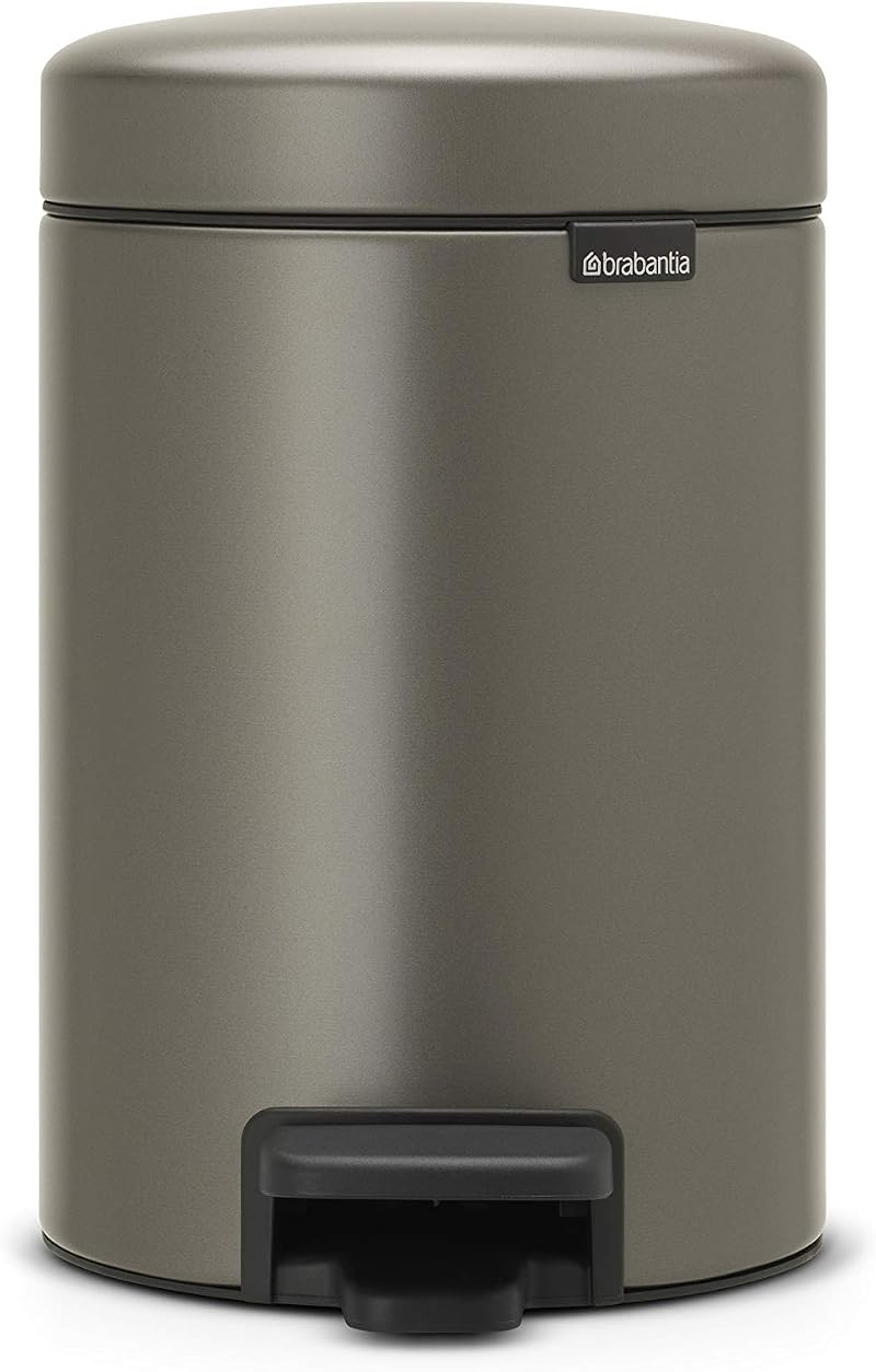 Brabantia newIcon Pedal Bin 3 L Platinum with Plastic Inner Bucket