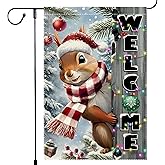 Christmas Garden Flag 12x18inch The Nut Squirrel Welcome XMAS winter Garden Flags Yard Porch House Flag Double-Side For Home Outdoor Yard Patio Lawn Decor,Happy New Year merry Christmas banners for outside Decorations (RMQ-85, 12"X18")