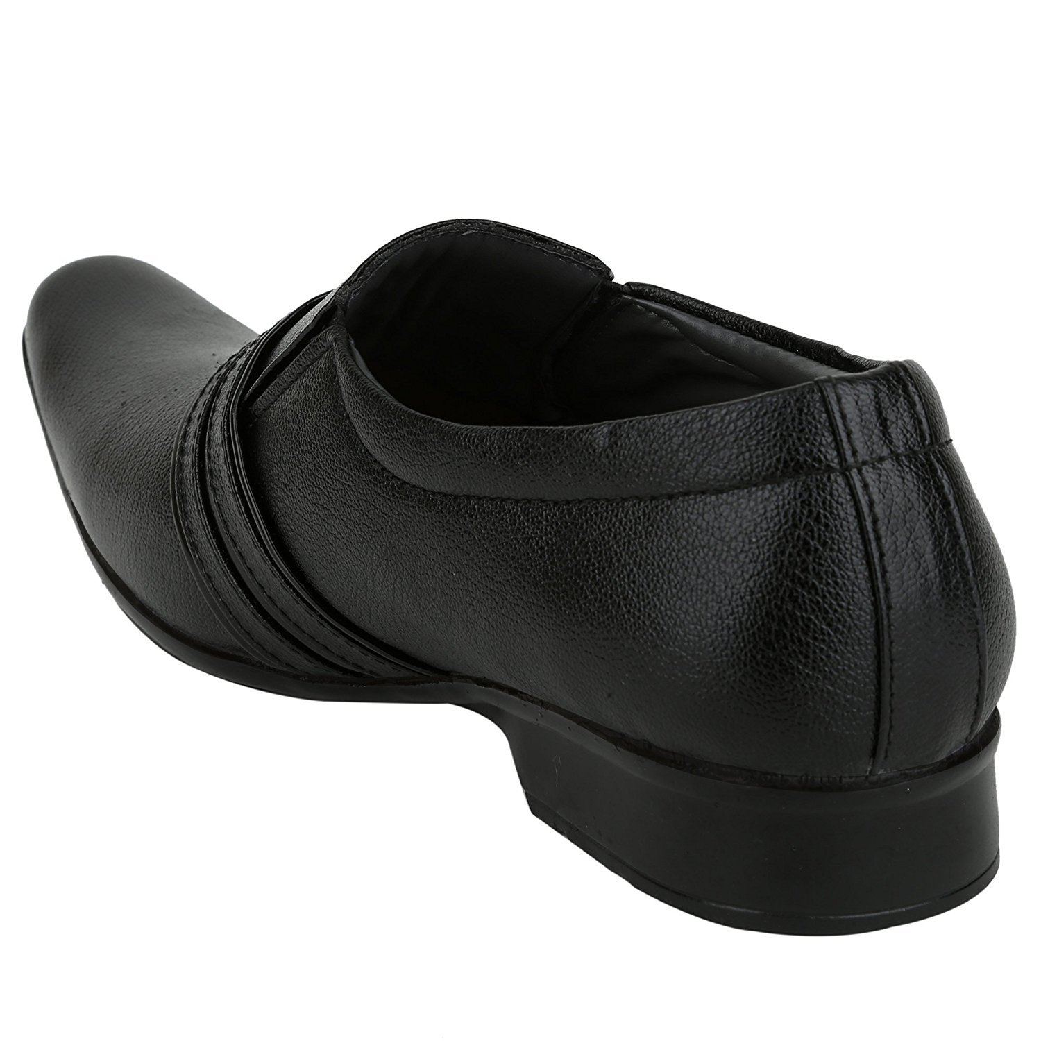 anshul fashion men's black slip on formal shoes
