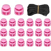 uxcell 20 Pcs Double Hole Cord Locks with 32.8 ft Elastic Cord, 17mm Nylon Spring Toggle Stopper Clip for Backpack Shoelaces Drawstring Paracord Pants, Rose Red