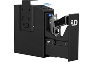 Urban Deco Biometric Gun Safe for Handgun with Quick Access Sliding Door Pistol Safes Mounted Nightstand, Desk, Wall, Vehicle, Bedside, Car Gun Safe Box with Fingerprint, PIN Code, KEY Access