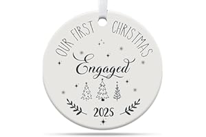 TINHCD STORE Engagement Gifts for Couples, New Engaged, Gifts for Newlyweds, First Christmas Married Ceramic Ornament