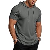 MAGCOMSEN Men's Short Sleeve Hoodie UPF80+ Workout Lightweight Athletic Gym Hooded T Shirts