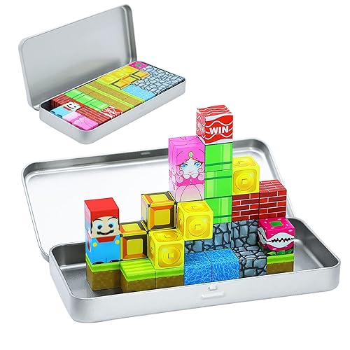 Mini Magnetic Cubes, 35PCS Toddler Educational Travel Building Toys with Iron Storage Box, Birthday Gift for Boys Girls 4-8, STEM Learning Set for Kids 3-5