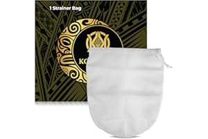Koa Kava Traditional Kava Strainer - Food-Grade Nylon Bag for Root Powder - 100 Micron Mesh With Drawstring - Strong Reusable 10 x 12 Inch