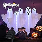 6-Pack Solar Ghost Lights for Halloween Decorations Outdoor, Light up Floating Scary Ghosts Decorations, Waterproof Solar Halloween Lights Outdoor for Yard, Garden, Pathway, Haunted House Party Decor