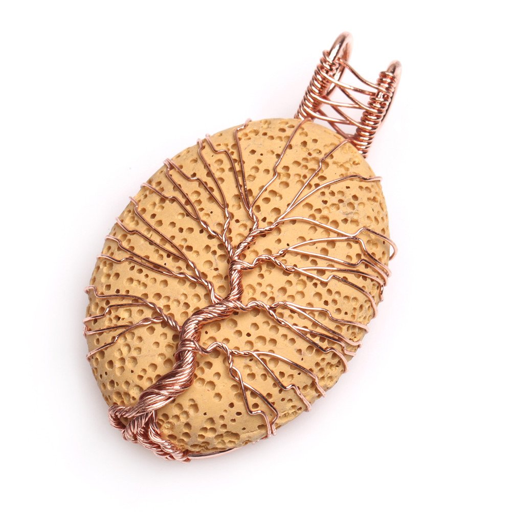 SHGbeads 29x40mm Oval Yellow Lava Worry Stone Semi Precious Cocktail Charkra Pendant Jewellery for Women