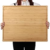 BAMOTTO CRAFTBAMBOO XXL Extra Large 100% Organic Bamboo Cutting Board 24"x18" - Butcher Block Chopping/Carving Board with Handle & Juice Groove for Turkey, Meat, Vegetables, BBQ