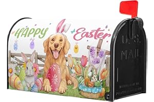 ANYAKO Happy Easter Rabbit Watercolor Mailbox Cover Welcome Bunny Rabbit Eggs Mailbox Covers Magnetic Standard Size 21" X 18" Spring Mailbox Wrap Post Letter Box Cover Decor for Home Outdoor Yard Garden